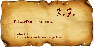 Klopfer Ferenc névjegykártya