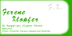 ferenc klopfer business card